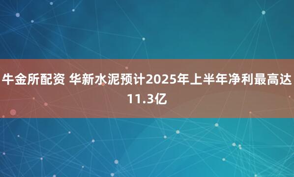 牛金所配资 华新水泥预计2025年上半年净利最高达11.3亿